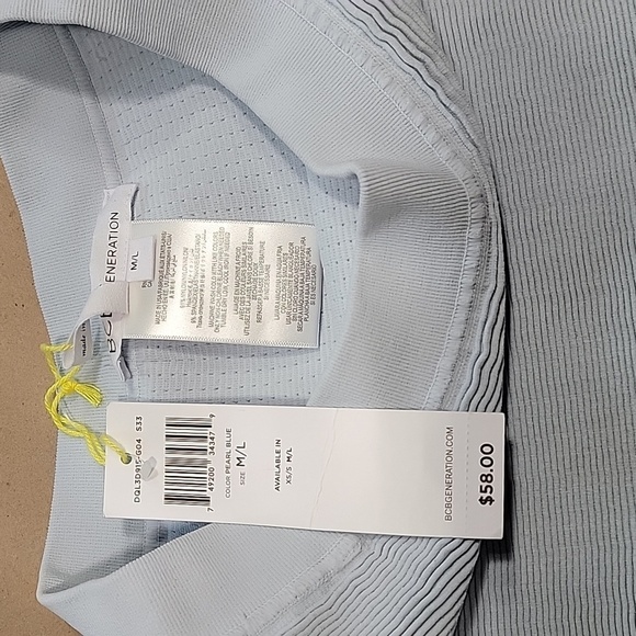 BCBGeneration Size M/L Stretchy Pearl Blue & Bright Salmon Mini Skirt, NEW w/Tag - Picture 9 of 10